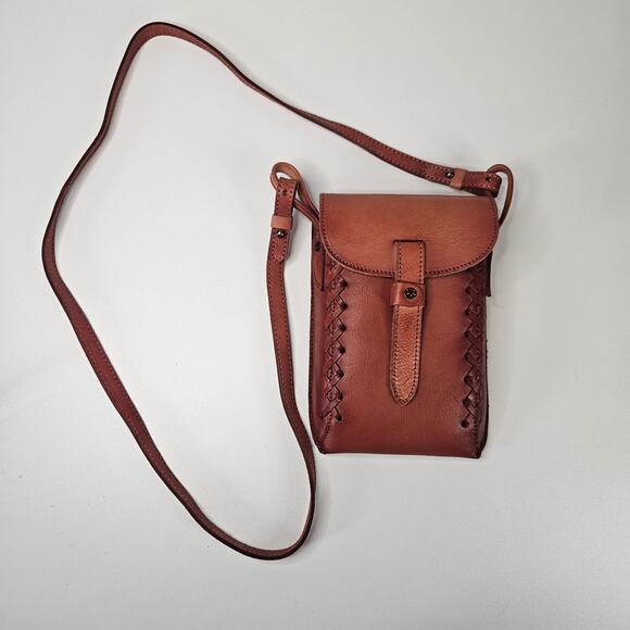 Montana West Genuine Leather Whipstitch Crossbody Micro Bag Red Leather Western - Picture 1 of 11